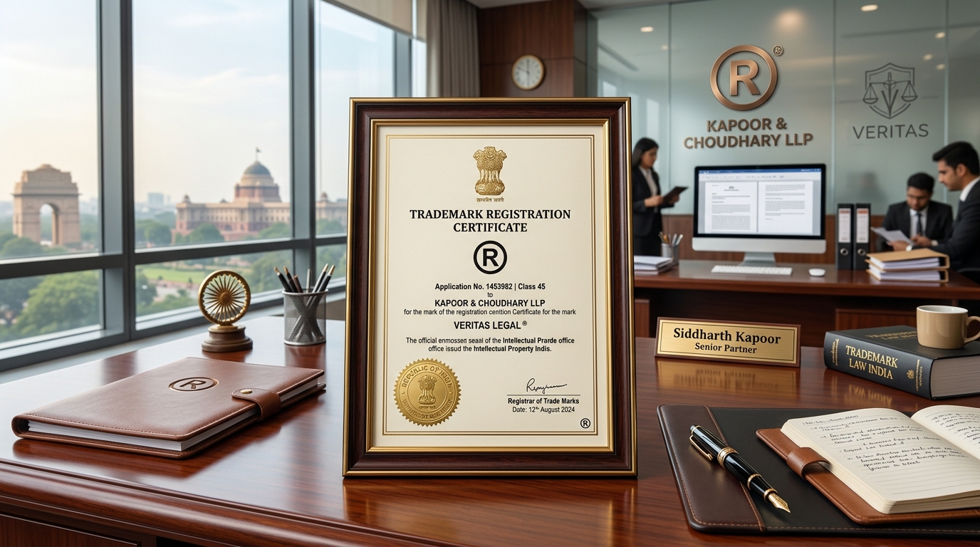 Official gold-embossed trademark registration certificate from the Intellectual Property Office